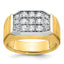 14k with White Rhodium Men's Polished and Satin 1 Carat AA Quality Diamond Cluster Ring