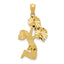 14K Gold Diamond-Cut Cheerleader Charm with Polished Brushed Finish