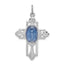 Sterling Silver 925 Miraculous Medal Cross Pendant with Blue Accents