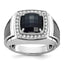 14k White Gold with Black Rhodium Mens Cushion Onyx and 1/4 carat Diamond Complete Ring