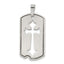 Sterling Silver 925 Cross Dog Tag Pendant Polished Unisex Design