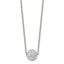 Stainless Steel Polished White Enamel w/Crystals 16in w/2in ext Necklace