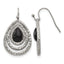 Stainless Steel Polished Textured Black Onyx Drop Dangle Earrings for Women