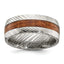 Sapele Wood Inlay Wedding Band in Damascus Steel, 8mm