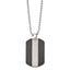 Stainless Steel 22in Polished Black Solid Carbon Fiber & Textured Dog Tag