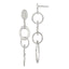 Sterling Silver Polished & Textured Circle & Oval Links Post Dangle Earring