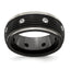 White Sapphire Grooved Wedding Band in Titanium, 9mm