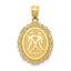 14K Gold Gemini Zodiac Oval Pendant with Polished Satin Finish