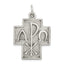 Sterling Silver 925 Alpha Omega Cross Pendant with Antiqued 3D Design