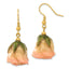 Lacquer Dipped Cream and Pink Real Rose Gold-tone Dangle Earrings
