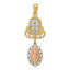 14K Two-Tone Gold Guadalupe Cross Pendant with White Rhodium Finish Elegant Spiritual Symbol