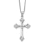 Cheryl M Sterling Silver Rhodium-plated Brilliant-cut CZ Cross 18 Inch Necklace with 2 Inch Extender