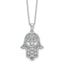 Cheryl M Sterling Silver Rhodium-plated Polished CZ Hamsa Necklace
