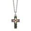 Sterling Silver 12K Gold Cross Necklace with Antique Finish