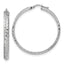 Sterling Silver RH-plated Polished & Textured Hoop Earrings