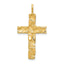 14K Gold Polished Nugget Cross Pendant with Textured Flat Back