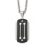 Black IP Brushed Dog Tag Necklace in Stainless Steel, 24in