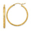 14K Polished and Satin Diamond-cut Hoop Earrings