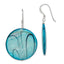 Sterling Silver Polished Blue Mother of Pearl Circle Dangle Earrings