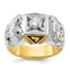 14k Two-tone Men's Polished and Textured with Black Enamel and Diamond Double Eagle Masonic Shriner'