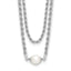 Sterling Silver Rhodium-Plated-plt Polish 2-strand FWC Pearl With 2 Inch Extention Necklac