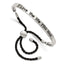 Stainless Steel Polished Black Enamel & Fabric Love Life Adjustable Bangle Bracelet for Women
