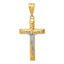 14K Two-Tone Gold Crucifix Pendant with Polished Diamond-Cut Finish