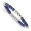 Stainless Steel Polished 6mm Lapis Beaded Stretch Bracelet for Women