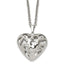 Filigree Puffed Heart Necklace in Stainless Steel, 20in