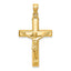 14K Gold Polished Crucifix Pendant with Hollow Flat-Back Design