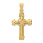 14K Gold Polished Textured Cross Pendant Elegant & Solid Design