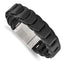 Stainless Steel Brushed Black Leather Bracelet for Men