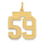 14K Yellow Gold Medium Brushed Satin Number 59 Charm Laser Cut Design