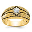 14k with Black Rhodium Men's Polished and Textured Solitaire 1/2 Carat AA Quality Diamond Ring