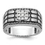 14k White Gold with Black Rhodium Men's Polished Satin and Cobblestone Textured Black and White 5/8