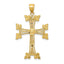 14K Gold Diamond-Cut Fancy Cross Pendant with Polished Finish