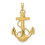 14K Gold Men's Anchor with Rope Pendant Solid Casted Design