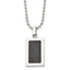 Stainless Steel 22in Polished w/Black Carbon Fiber Inlay Rectangle Necklac