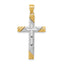 14K Two-Tone Gold Diamond-Cut Cross Pendant Elegant Solid Design