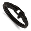 Stainless Steel Polished Black IP-plated Black Woven Nylon and Cotton Bracelet for Men