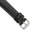 Black Sport Watch Band in Leather with White Stitching, 16mm