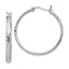 Sterling Silver 925 Rhodium-Plated Textured Hoop Earrings 33mm Polished Finish