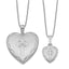 Sterling Silver Rhodium-plated Satin Diamond Cut 18in Diamond Cross Heart Locket Necklace & 14in Cross Heart Pendant Necklace Set
