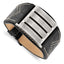 Stainless Steel Brushed Black Leather Adjustable Buckle Bracelet
