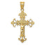 14K Gold INRI Fleur De Lis Crucifix Pendant Elegant Themed Design