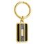 Gold-plated Kelly Waters Black and Grey Epoxy Key Ring with Engravable Area