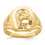 14k Polished Horseshoe with Horse in Center Ring