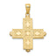 14K Gold Etched Square Cross Pendant with Crown Tips Polished & Reversible