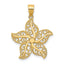 14K Gold Polished Filigree Starfish Pendant with Textured Design