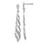 Sterling Silver Diamond Swirl Dangle Earrings with Rhodium Plating Elegant Design